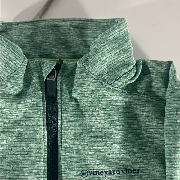Vineyard Vines Teal Striped Quarter-Zip - Picture 2 of 6